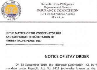 Insurance Commission issues a stay order to Prudentialife