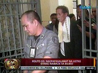 Rolito Go brought to NBP hospital